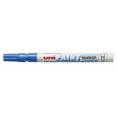 Uni-ball PX-21 Paint Marker - Marcador de Pintura - Punta Acrilica de Bala 0.8-1.2mm - Permanente en Todas las Superficies - Resistente a Luz y Agua - Cuerpo de Aluminio - Color Azul Claro