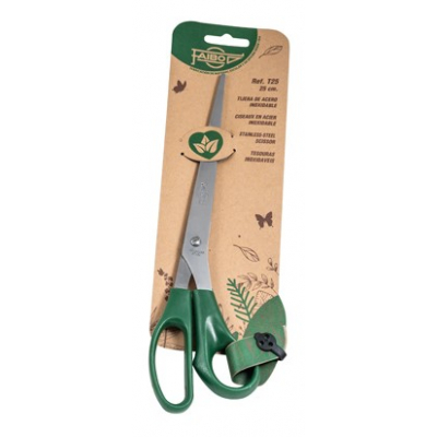 Faibo Tijeras de Oficina 25cm - Acero Inoxidable - Empuñadura Ergonomica - Punta Roma - Color Verde Oscuro
