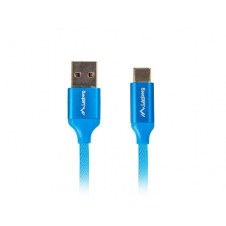 Cable usb lanberg 2.0 macho - usb tipo c macho quick charge 3.0 0.5m azul