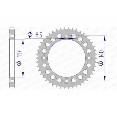 Corona AFAM aluminio ultraligera anodizada 13108 - Paso 428 13108-46