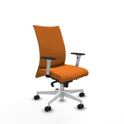 Albacete confidente sincro similpiel naranja brazos 1D blancos base blanca ruedas 65 mm nailon