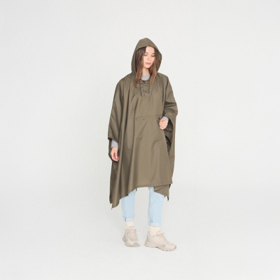 Poncho chubasquero plegable verde kaki