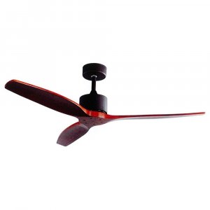 Ventilador de techo FM VT-6002 L, 132 cm, motor DC 37W, giro invertido, motor bajo consumo 4W, 6 velocidades, mando, temporizador, negro y madera