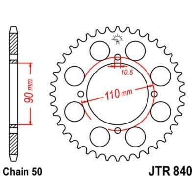 Corona JT SPROCKETS acero estándar 840 - Paso 530 JTR840.38