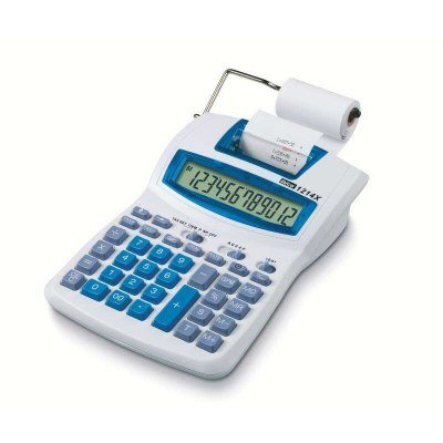 Ibico Calculadora Semi-Profesional 1214xNumeros Inteligentes - Inclinado, 12 Digitos Display Lcd - Impresion a 2 Colores - Velocidad de Impresion 2.4 Lineas por Segundo - Blanco/Azul