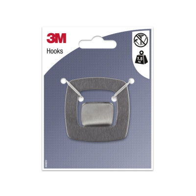 3M Gancho Adhesivo Metalico - Cuadrado - Soporta hasta 1.5kg - Color Gris/Titanio