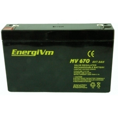 Bateria PLOMO 6V 7Ah AGM 151x34x100mm ENERGIVM