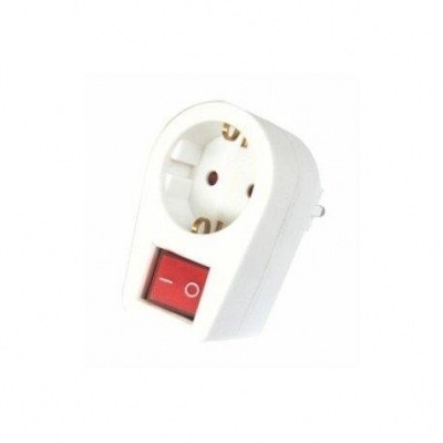Adaptador Schuko 1 Toma Schuko Con Interruptor BIPOLAR 16A/250Vac