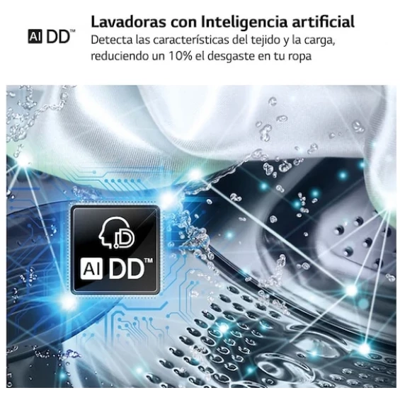 Lavadora LG F4WR6010A1W, 10 kg, 1400 rpm, clase A-10%, blanco - imagen 8