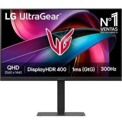 Monitor Gaming LG UltraGear G6 27G640A-B 27/ QHD/ Multimedia/ 1ms/ 300Hz/ IPS/ Regulable en Altura/ Negro