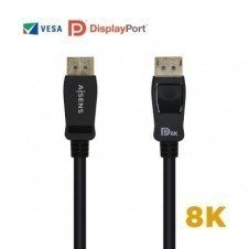 Cable DisplayPort 1.4 8K Aisens A149-0433/ DisplayPort Macho - DisplayPort Macho/ 3m/ Certificado/ Negro