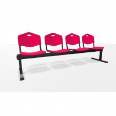 Piqueras y Crespo Bancada Iso plastic 4 plazas PVC color rojo