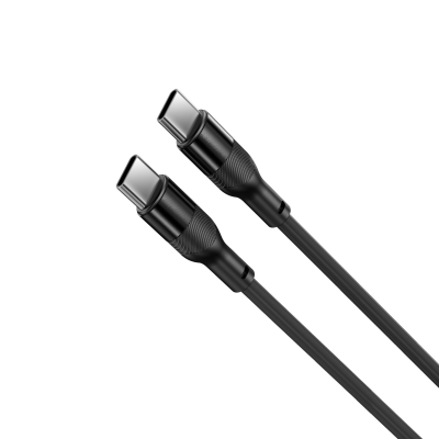 Cable de carga y datos , 1m, USB-C a USB-C, Carga ultrarrápida 60W, Silicona, Puertos Aleación de aluminio, Negro