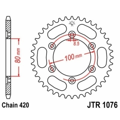 Corona JT SPROCKETS acero estándar 1076 - Paso 420 JTR1076.52