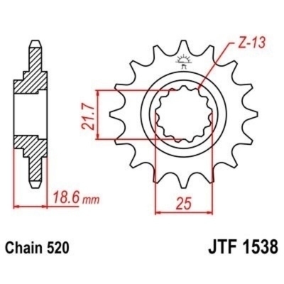 Piñón con goma anti-ruido JT SPROCKETS acero 1538 - Paso 520 JTF1538.15RB