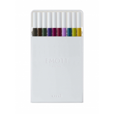 Uni-ball PEM-SY Set Nº3 Emott Calm-Tone Dark Pack de 10 Rotuladores de Linea Fina - Punta 0.4mm - Tinta a Base de Agua - Diseño Innovador - Ancho de Linea Constante - Colores Surtidos