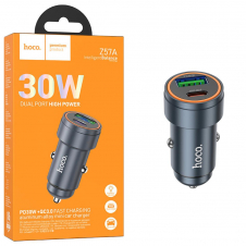 Cargador de Coche Hoco Z57A Glorious PD30W+QC3.0 Metal Gray