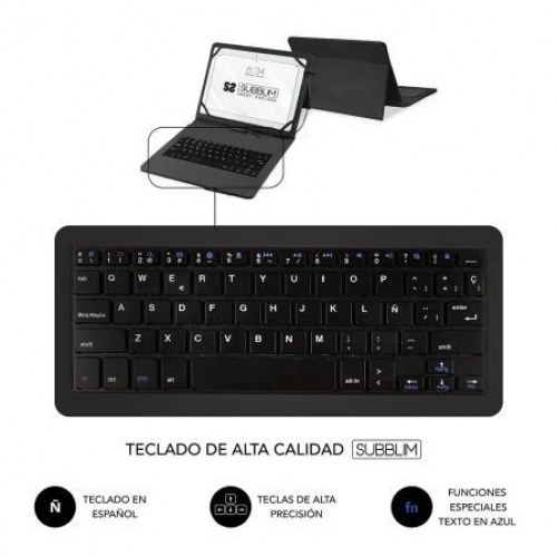 Funda con Teclado Subblim Keytab Pro USB para Tablets de 10.1-11/ Negra