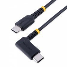 StarTech.com Cable 1m USB C Acodado - en ?ngulo Recto - PD 60W - 3A - Cable USB-C de Carga Rápida - de Alta Resistencia - USB 2.0 Tipo C - Fibra de