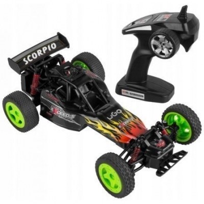CAR UGO RC SCORPIO - 25KM/H - EMISOR 2.4GHZ - ALCANCE 60M - BATERÍA 650MAH - ESCALA 1:16 - NEGRO/ROJO