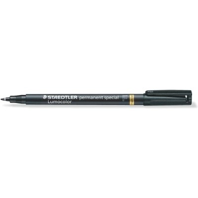 Staedtler Lumocolor Permanent 319 Rotulador Permanente de Punta Fina - Trazo 0.6mm - Para Aplicaciones Especiales - Secado Rapido - Color Negro