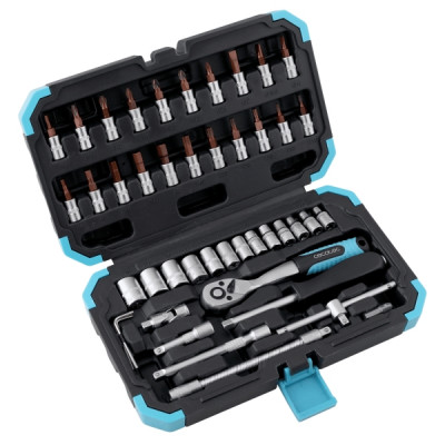 Cecotec ToolBox KRK 2200 Juego de Herramientas - 46 Piezas - Incluye Accesorios - Color Negro
