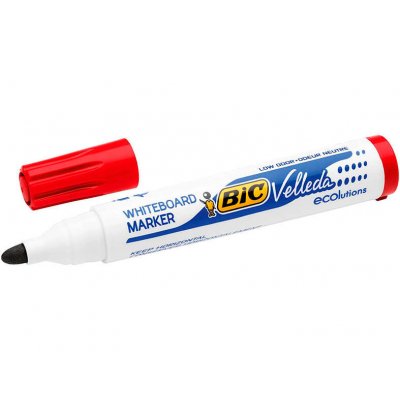 Bic Velleda 1701 ECOlutions Marcadores para Pizarra - Punta Redonda - Trazo de 1.5 mm - Tinta con Base de Alcohol - Ecologico - Borrado Optimo - Color Rojo