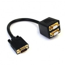 CABLE DE 30CM DUPLICADOR DIVISOR DE VÍDEO VGA DE 2 PUERTOS SALIDAS COMPACTO - BIFURCADOR