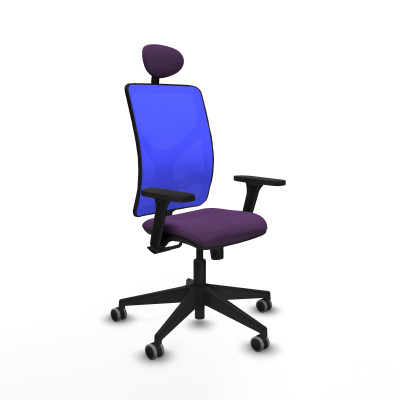 Motilla sincro malla azul bali morado brazos 3D base piramidal cabecero fijo ruedas 65mm engomadas