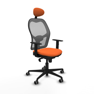 Jorquera sincro malla gris bali naranja brazos 1D base nailon cabecero fijo ruedas 65mm engomada
