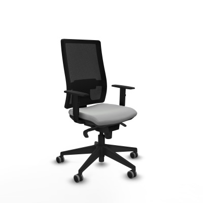 Horna sincro malla negra similpiel gris claro brazos 1D base piramidal ruedas 65mm engomadas