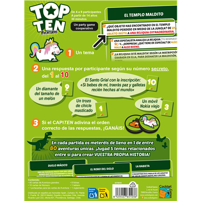 Juego de mesa top ten aventuras