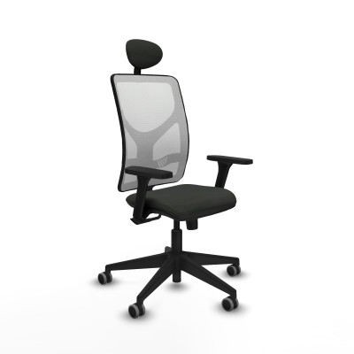 Motilla sincro malla blanca bali negro brazos 3D base piramidal cabecero fijo ruedas 65mm engomadas