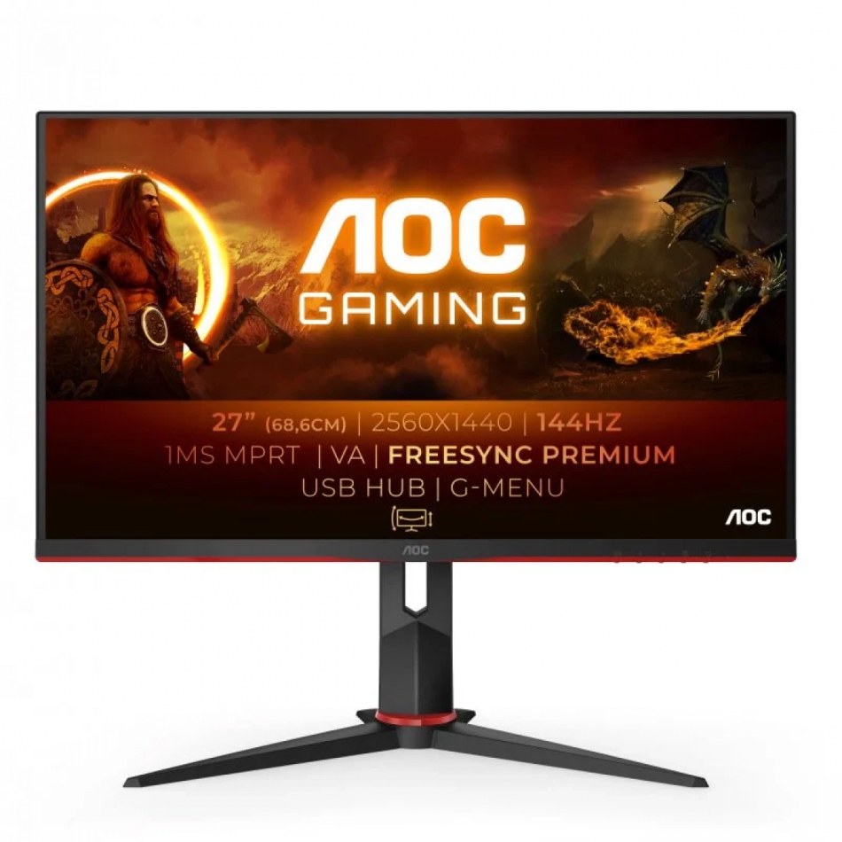 AOC - G2 Q27G2U/BK Monitor 68,6 cm (27\1) 2560 x 1440 Pixeles Quad HD LED Negro, Rojo