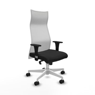 Albacete malla XL sincro malla blanca similpiel negro brazos 1D base blanca ruedas 65mm nailon