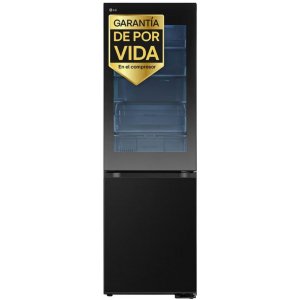 Frigorífico combi LG GBG5160CEV, No Frost, 186 x 59.5 x 67.6 cm, clase C, 172 kWh año, 35dB, Multi AirFlow, Instaview, Wifi, ThinQ, Smart, Inverter, cristal inox negro