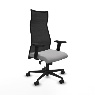 Albacete malla sincro malla negra bali gris claro brazos 2D base nailon ruedas 65 mm nailon