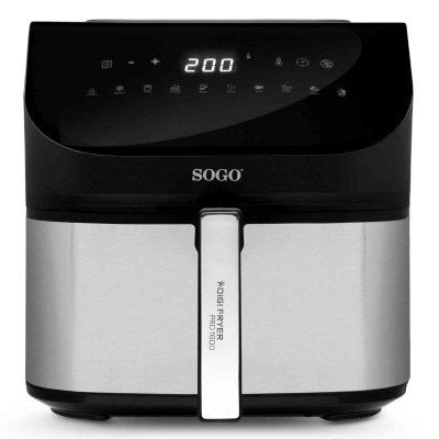 PRO1600 Sencillo 8 L Independiente 1600 W Freidora de aire caliente Negro, Plata
