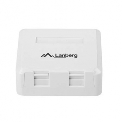 ROSETA DE PARED LANBERG OK1-0002-W - 2 PUERTOS KEYSTONE 19.2*14.9MM - ENRUTAMIENTO CABLES 180º - BLANCO
