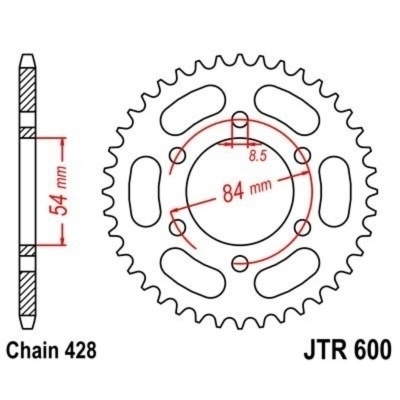 Corona JT 600 de acero con 52 dientes JTR600.52