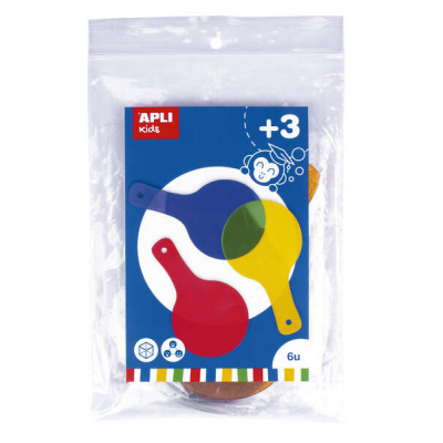 Apli Paletas Translucidas para Mezcla de Colores - Tamaño 80x140mm - Ideal para Escuelas y Talleres Infantiles - Colores Surtidos: Amarillo, Rojo, Verde, Azul, Naranja y Lila