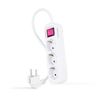 Base Multiple 3 Enchufes Interruptor Cable 1,4m BLANCA