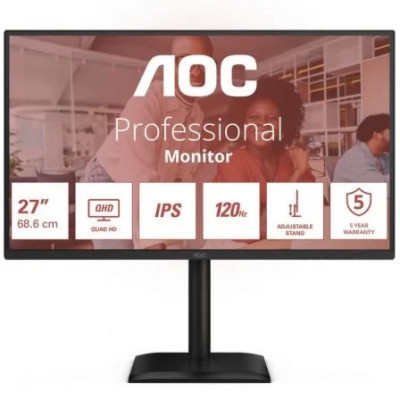 Monitor Profesional AOC Q27E4U 27/ QHD/ Multimedia/ Regulable en altura/ Negro