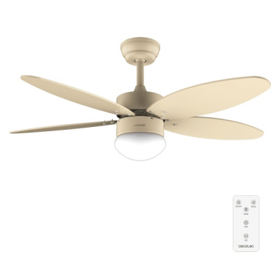 Cecotec EnergySilence Aero 4260 Full SunLight Ventilador de Techo con 5 Aspas Reversibles y Luz - 40W - Diametro de 42 - 3 Tonos LED - Mando a Distancia - Temporizador - 6 Velocidades - Color Beige