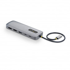 StarTech.com Adaptador Multipuertos USB-C a DP de Dos Pantallas - Mini Dock Tipo C 10 en 1 DisplayPort - PD de Carga de 100W - 2x 4K 60Hz - Hub Ladró