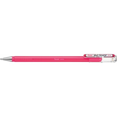 Pentel Mattehop Boligrafo de Bola - Punta 1mm - Trazo 0.5mm - Tinta de Gel Opaca - Fabricado con 55% de Materiales Reciclados - Color Rosa