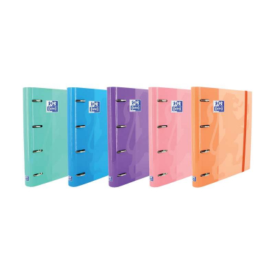 Oxford Europeanbinder Classic Carpeta de 4 Anillas Formato A4+ con Recambio Cuadriculado 5x5mm y 4 Taladros - Cierre con Goma Elastica - Colores Surtidos Tendencia