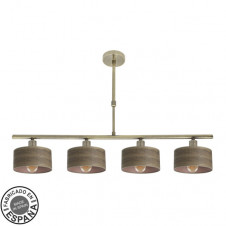 Lampara Gilda 4xe14 Cuero/madera Oscura Regx76x14 Cm