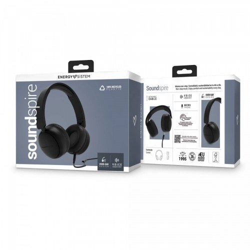 Soundspire - Auriculares con cable y micrófono Negro