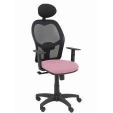 Piqueras y Crespo Silla Alocén malla negra asiento bali rosa brazos regulables cabecero fijo